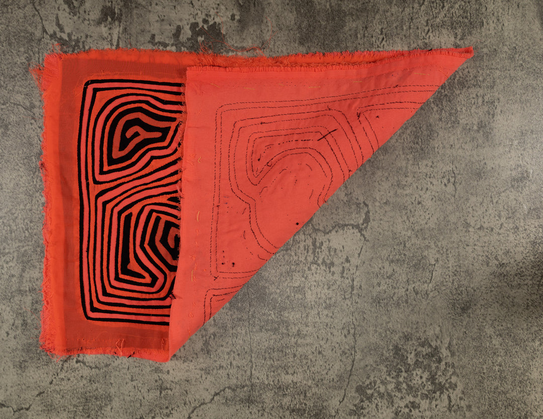 Classic Orange And Black Traditional Design Mola