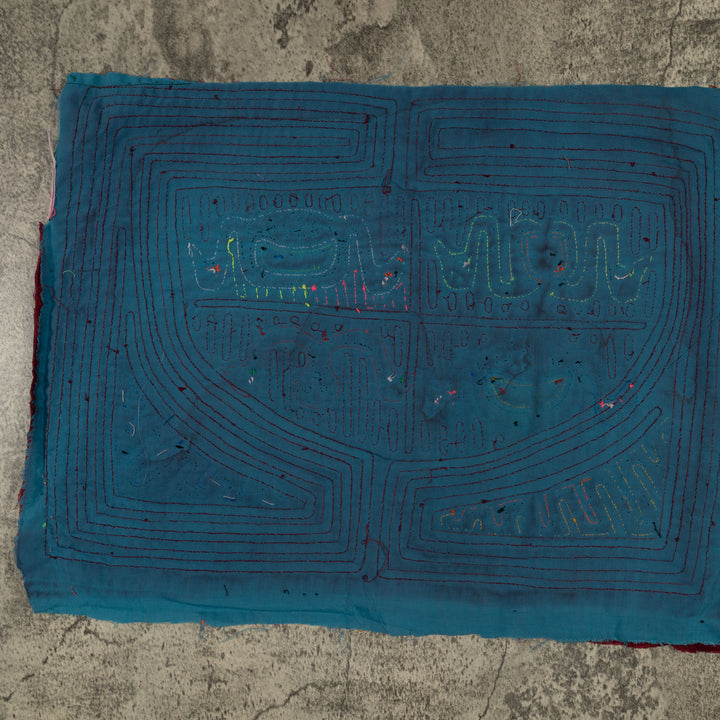 Traditional Burgundy And Blue Two-Head Worm Mola