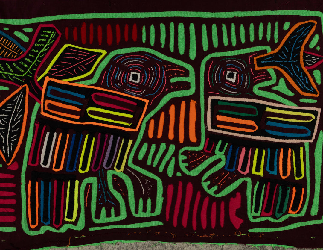 Burgundy And Green Mother And Son Mola