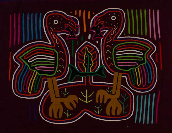 Maroon And White Heron Bird With Fish Mola