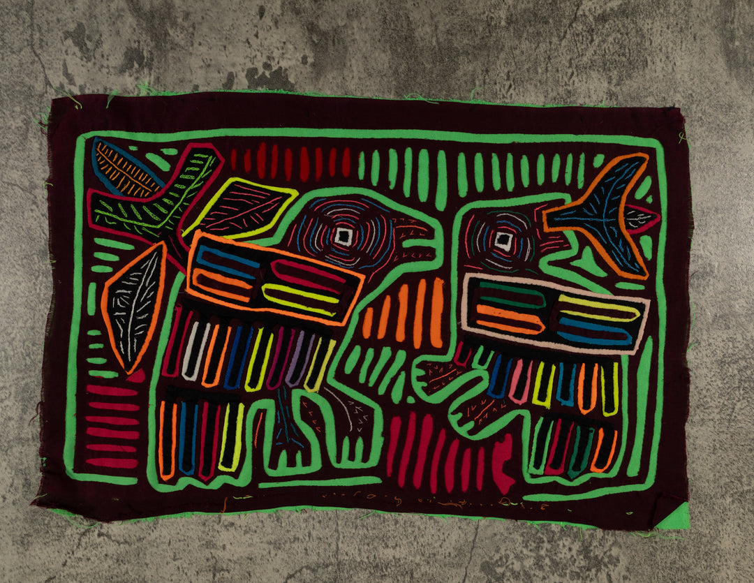 Burgundy And Green Mother And Son Mola