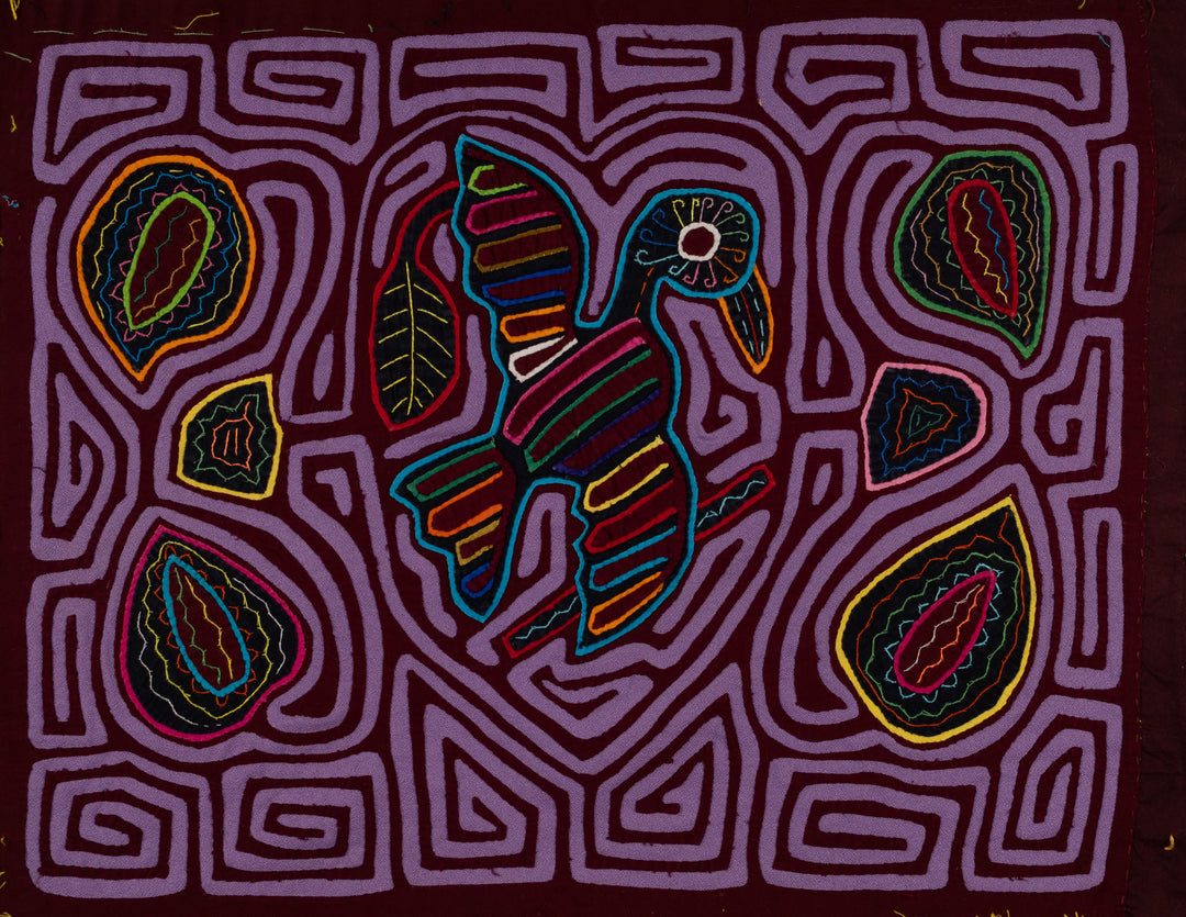 Traditional Purple On Purple Bird Mola