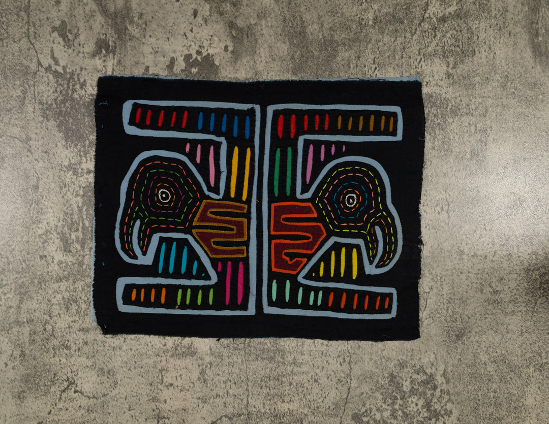 Traditional Black And Blue Bird Head Mola