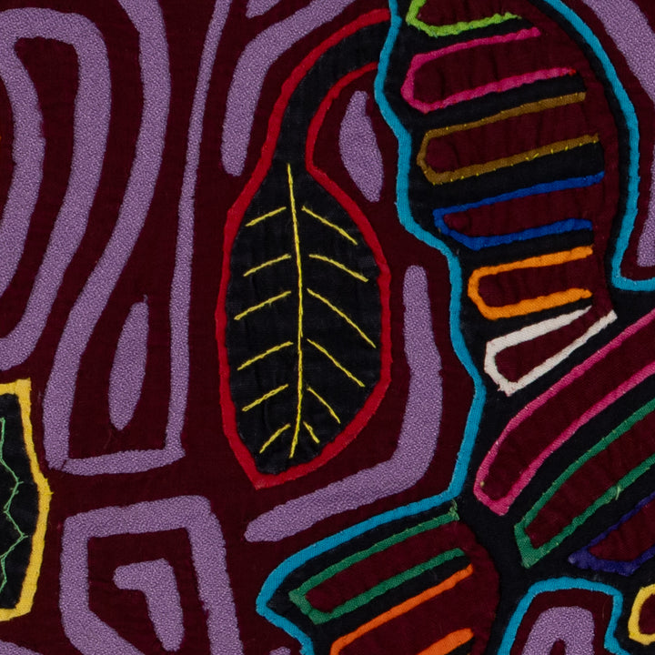 Traditional Purple On Purple Bird Mola