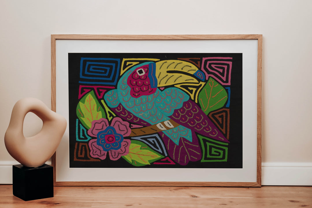 Fantasy Purple And Blue Toucan Parrot Bird Mola