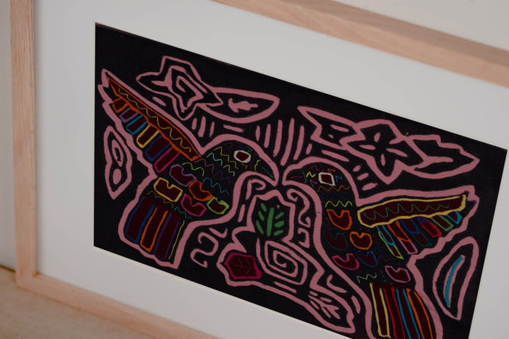 Traditional Black And Pink Peace Dove Mola