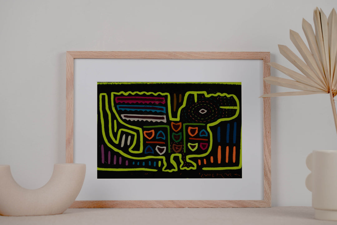 Black And Chartruce Jungle Critter Mola