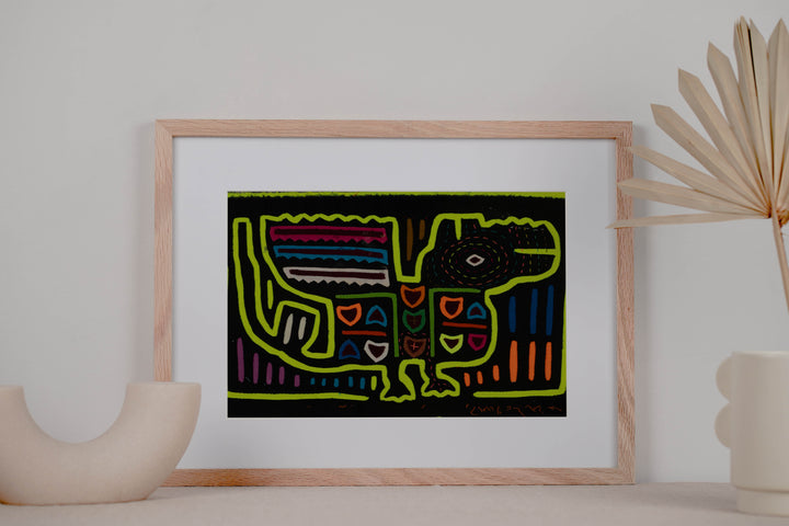 Black And Chartruce Jungle Critter Mola