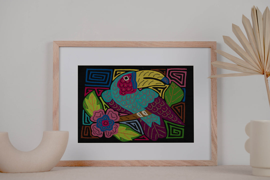 Fantasy Purple And Blue Toucan Parrot Bird Mola