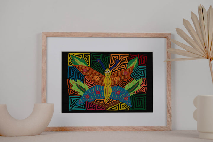 Fantasy Orange Blue And Yellow Jungle Butterfly Mola