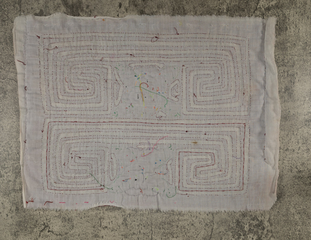 Traditional Burgundy And White Smiley Face Flower Mola