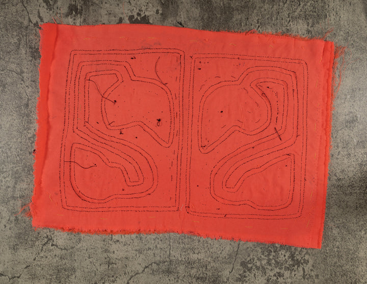 Classic Orange And Black Traditional Design Mola