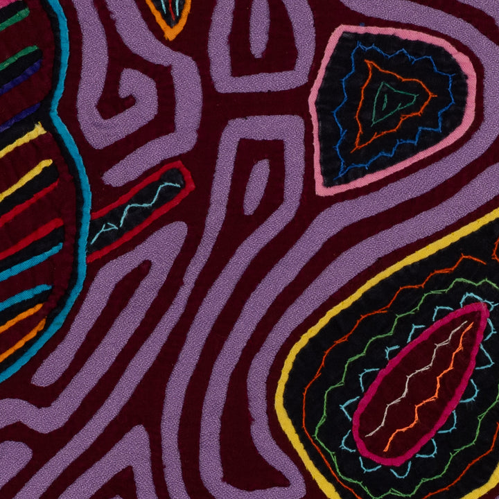 Traditional Purple On Purple Bird Mola