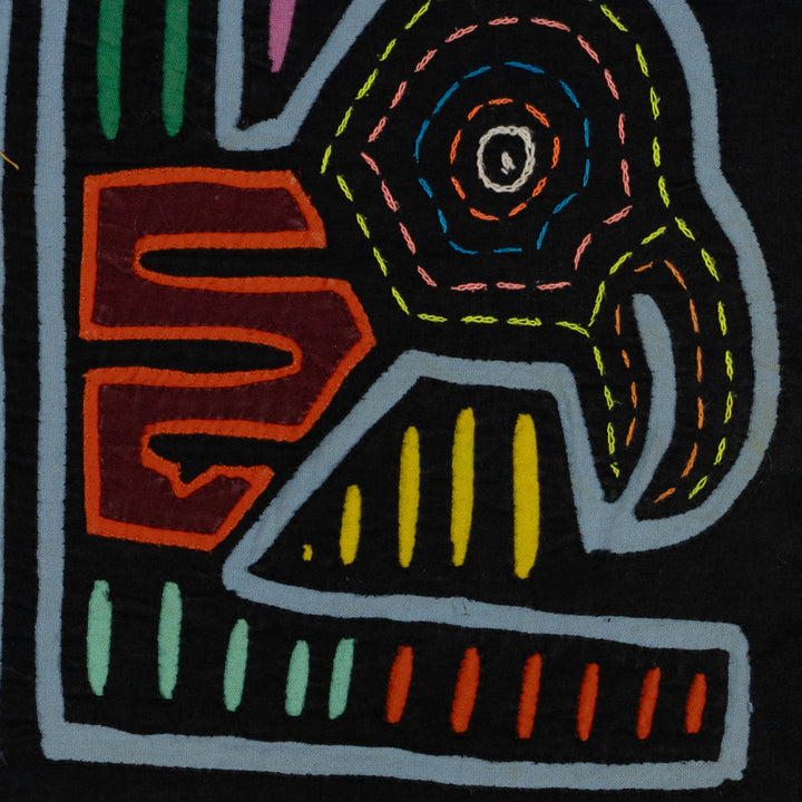 Traditional Black And Blue Bird Head Mola