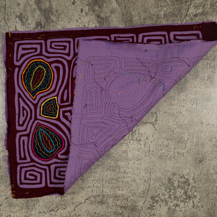 Traditional Purple On Purple Bird Mola