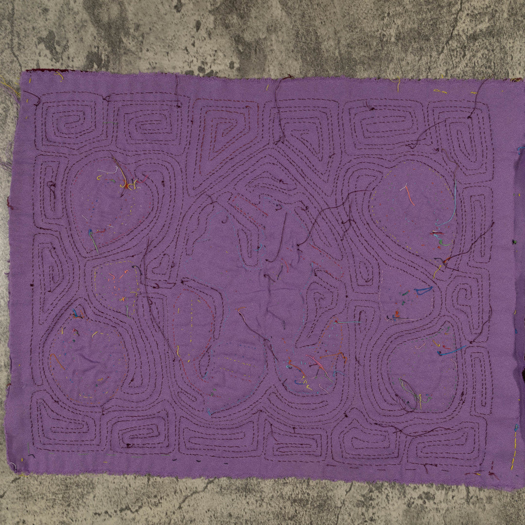 Traditional Purple On Purple Bird Mola