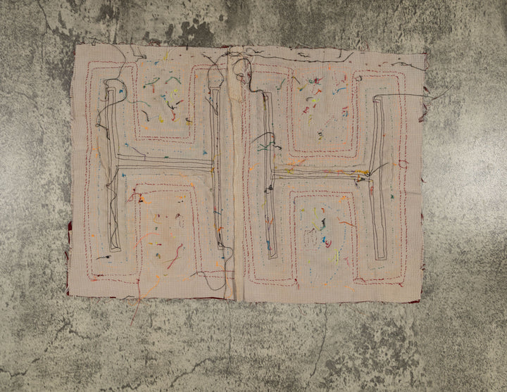 Traditional Orange White And Blue Fish And Bird Mola