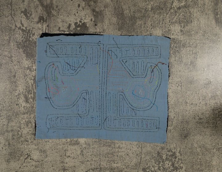 Traditional Black And Blue Bird Head Mola