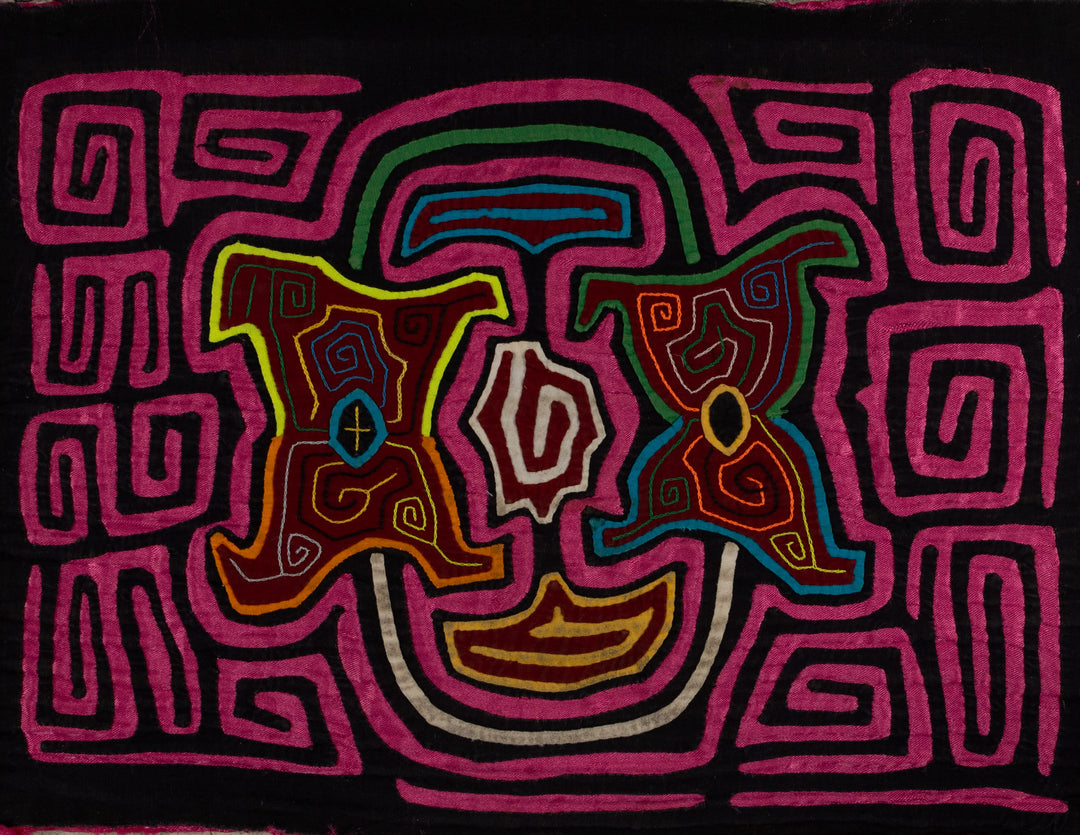 Traditional Hot Pink Floral Flower Mola