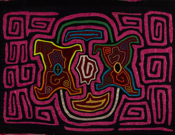 Traditional Hot Pink Floral Flower Mola