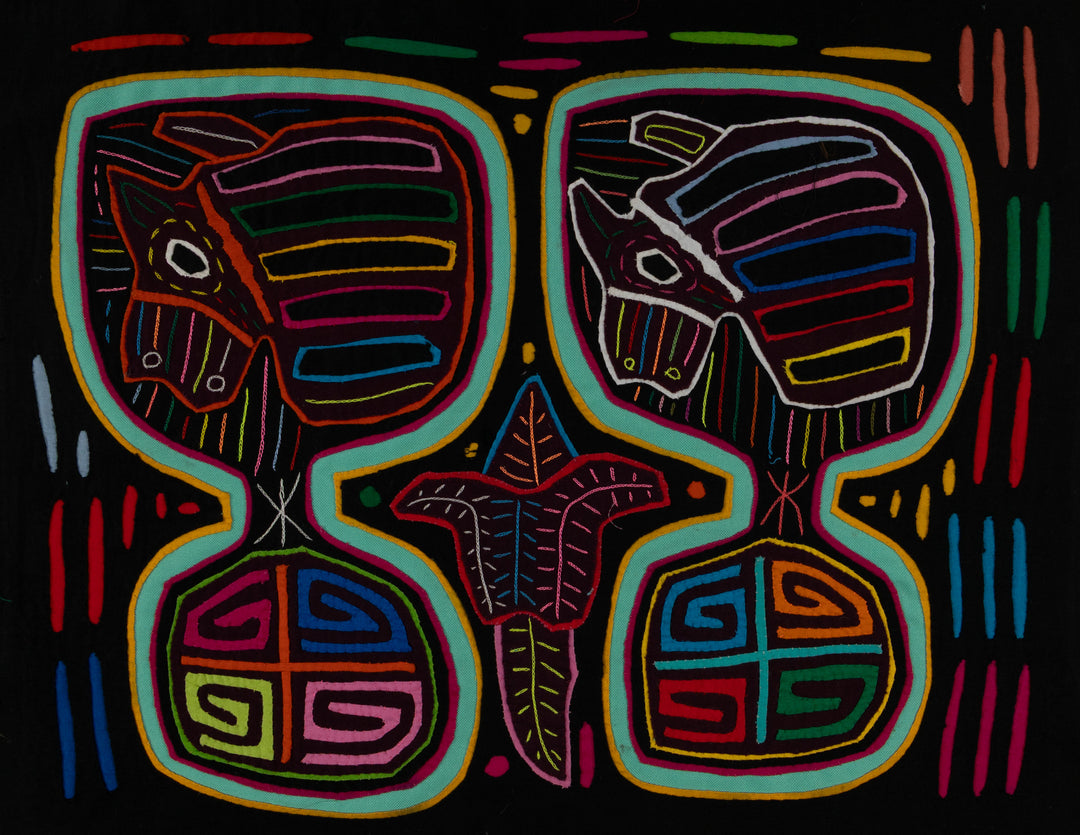 Multi-Color Puppy Dog In A Maraca Mola