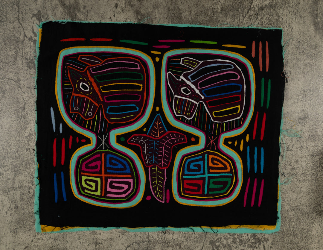 Multi-Color Puppy Dog In A Maraca Mola