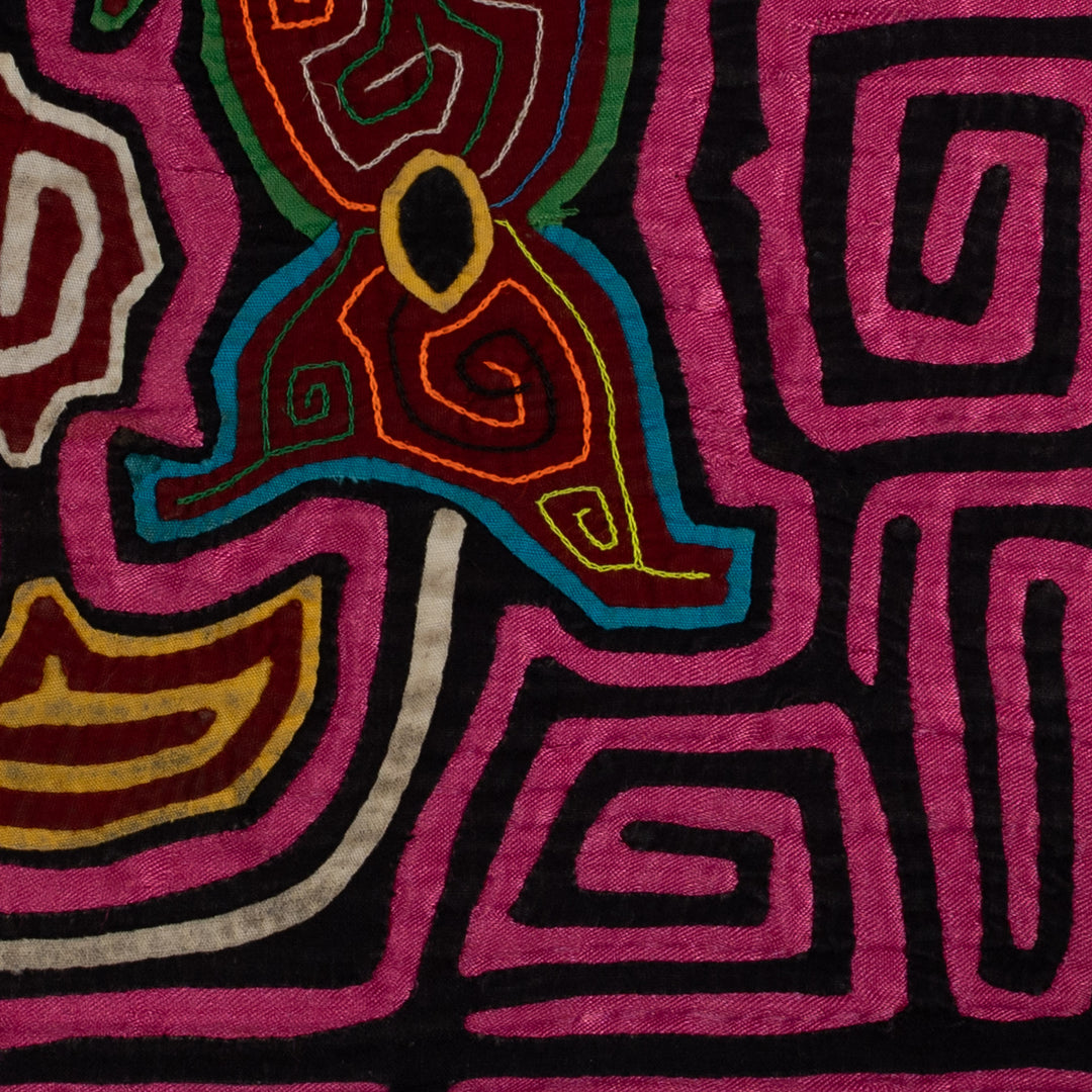 Traditional Hot Pink Floral Flower Mola