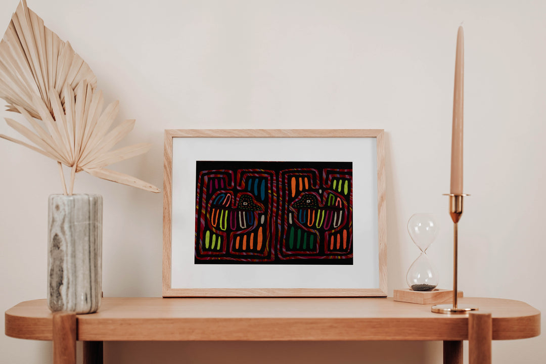 Vintage Black And Red Birdcage Mola