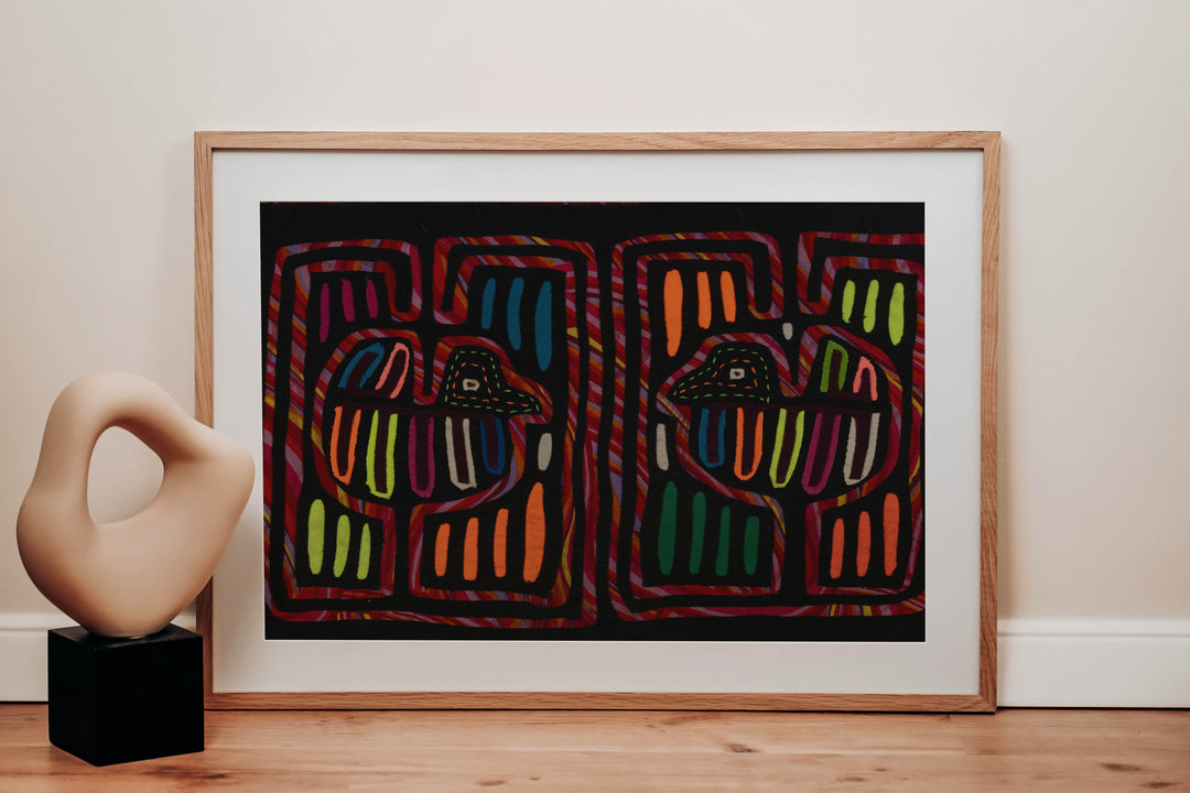 Vintage Black And Red Birdcage Mola