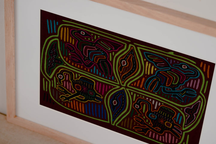 Traditional Burgundy And Green Dancing Goose Mola