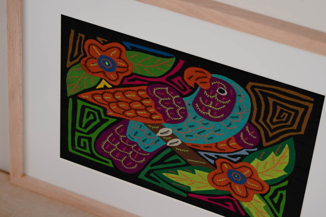 Blue-headed Parrot with Orange Flowers Mola