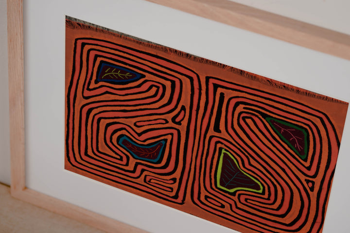 Vintage Orange And Black Autumn Leaf Mola