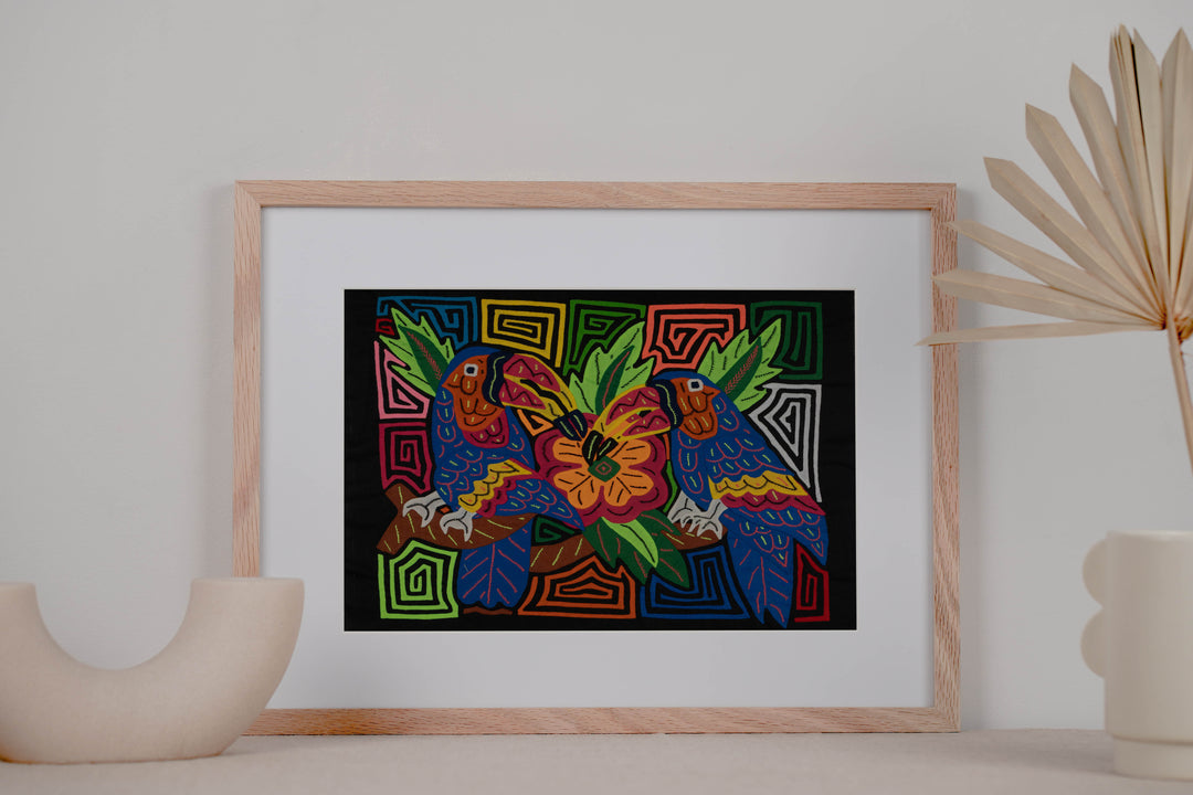 Fantasy Red Blue And Yellow Two Toucan Parrot Mola