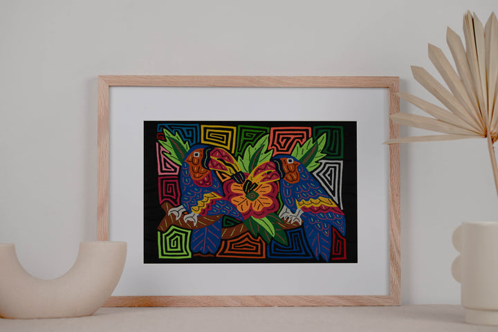 Fantasy Red Blue And Yellow Two Toucan Parrot Mola