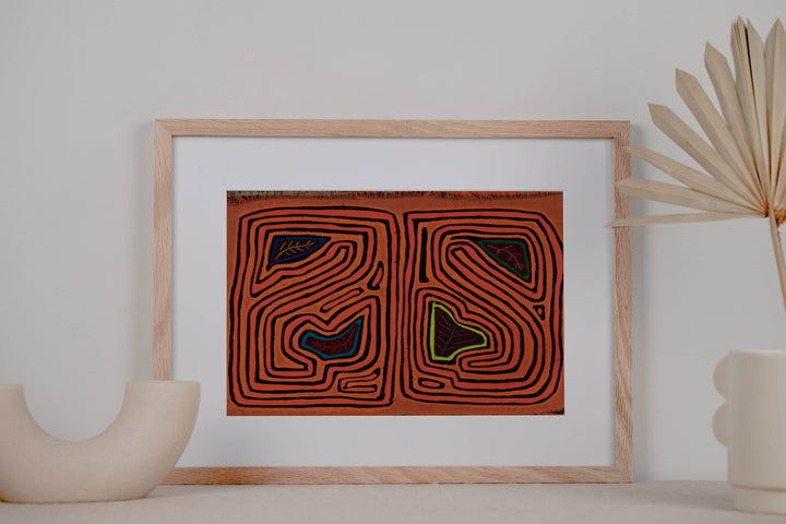 Vintage Orange And Black Autumn Leaf Mola