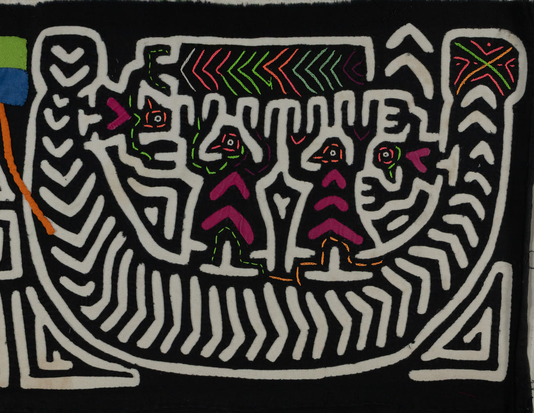 Classic Black And White Boat People Mola