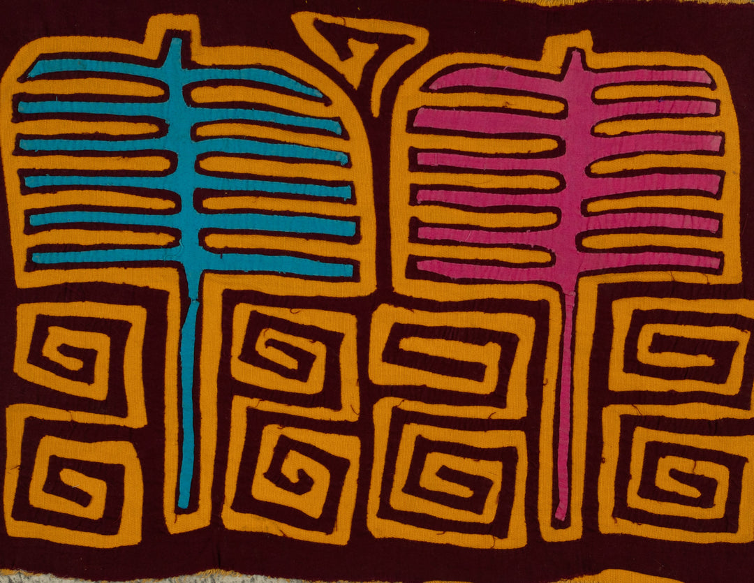 Traditional Turquoise Pink And Gold Classic Mola