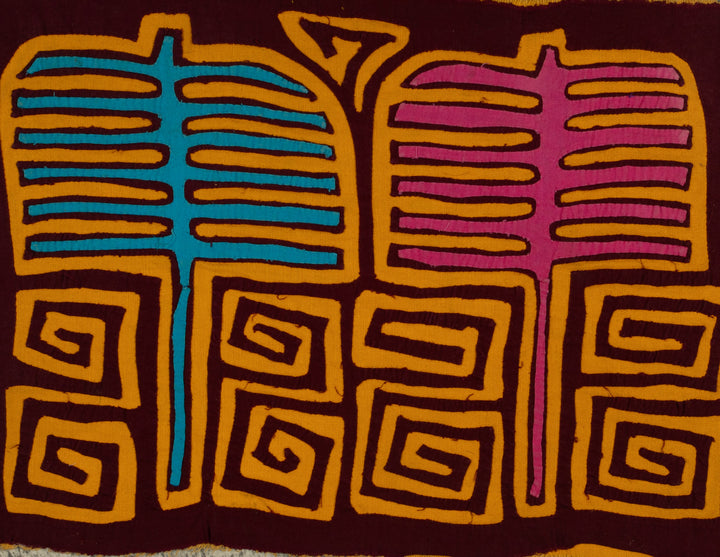 Traditional Turquoise Pink And Gold Classic Mola