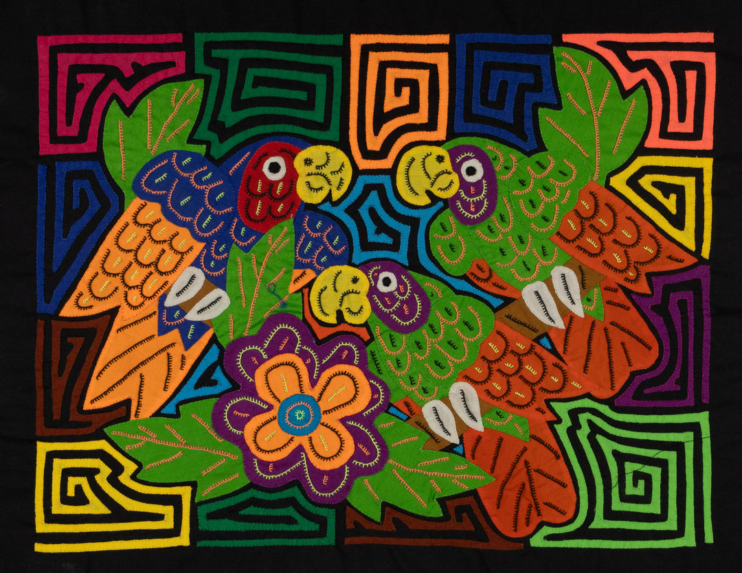 Fantasy Green And Orange Three Parrot Bird Mola