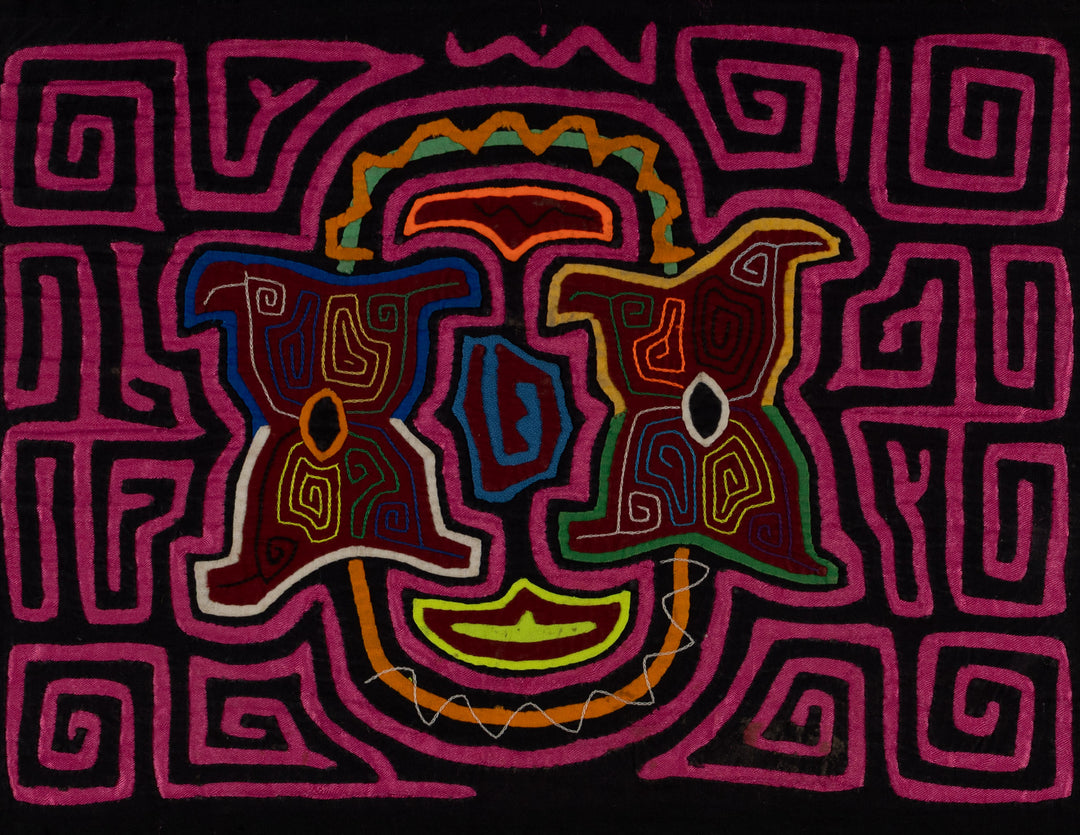 Traditional Hot Pink Floral Flower Mola