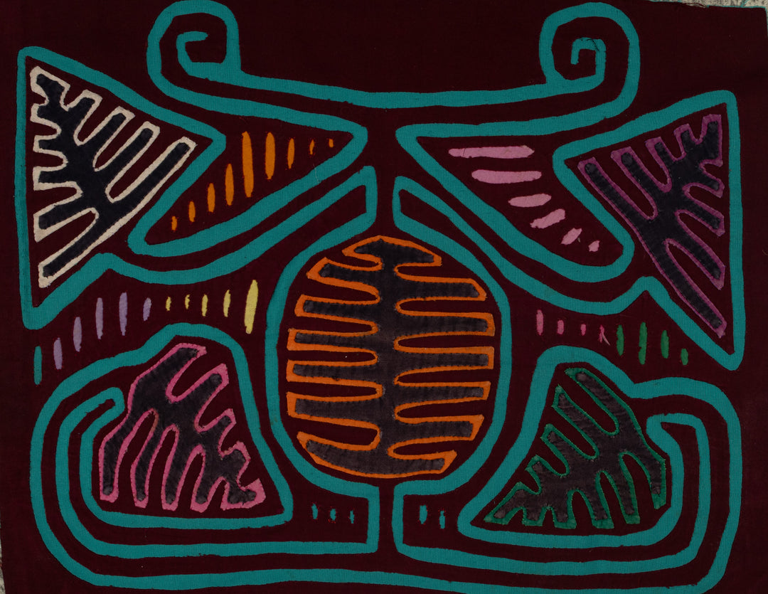 Classic Maroon and Turquoise Autumn Leaf Mola