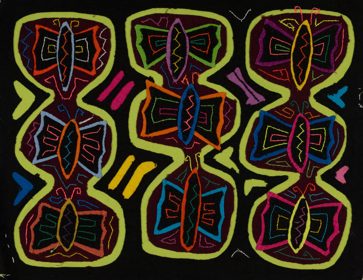 Traditional Black And Green Bowtie Butterfly Mola