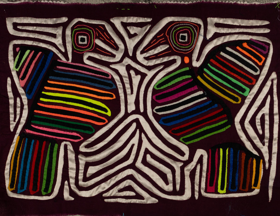 Traditional Burgundy And Silver Optical Illusion Bird Mola