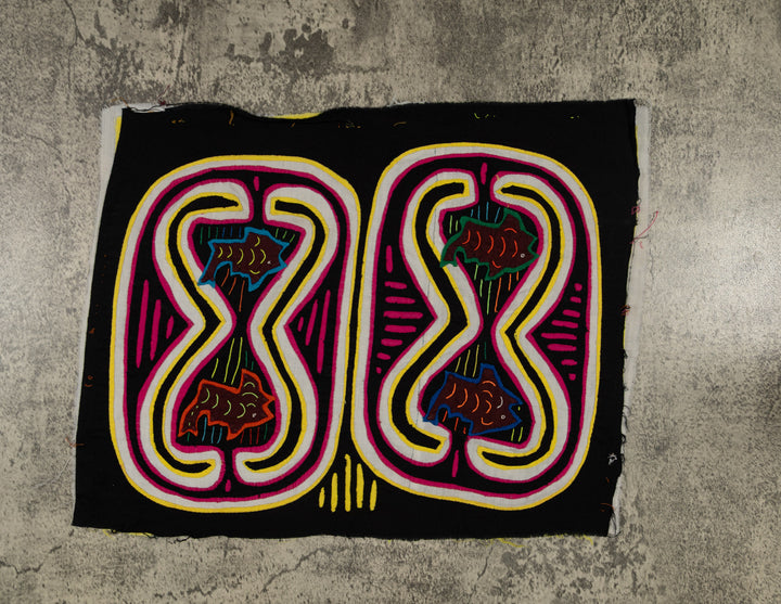 Traditional While Yellow And Pink Weird Fishbowl Mola