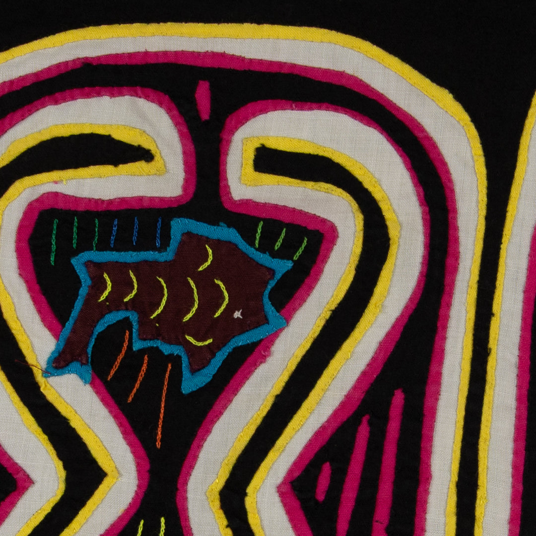 Traditional While Yellow And Pink Weird Fishbowl Mola