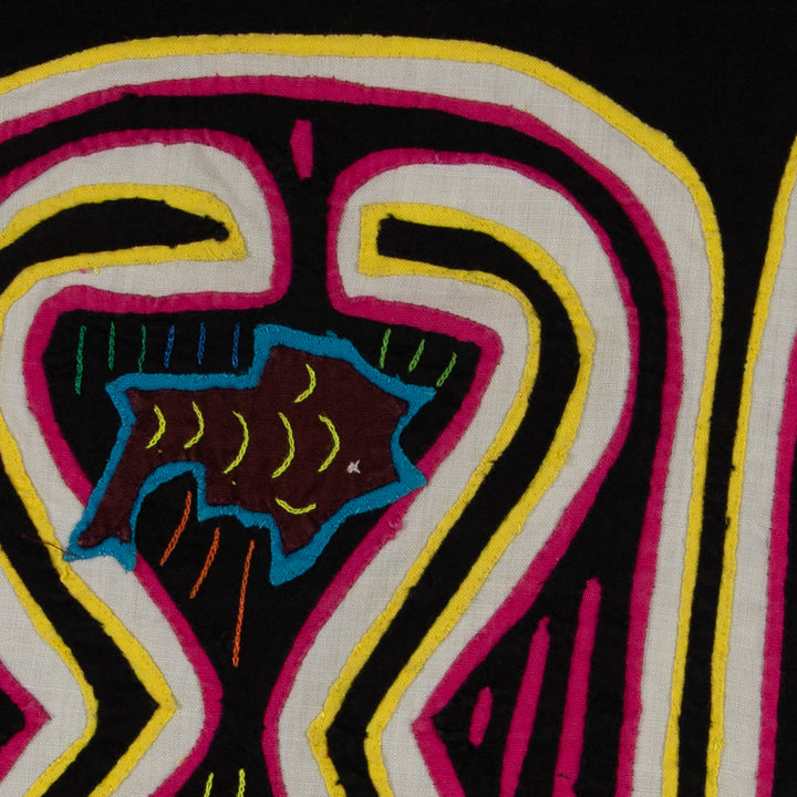 Traditional While Yellow And Pink Weird Fishbowl Mola