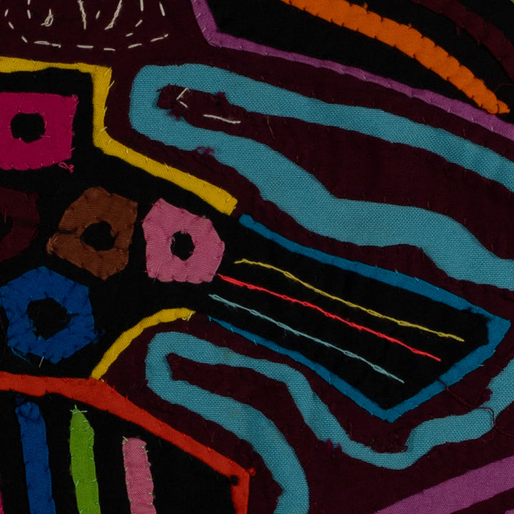 Classic Maroon And Turquoise Flying Witch Mola