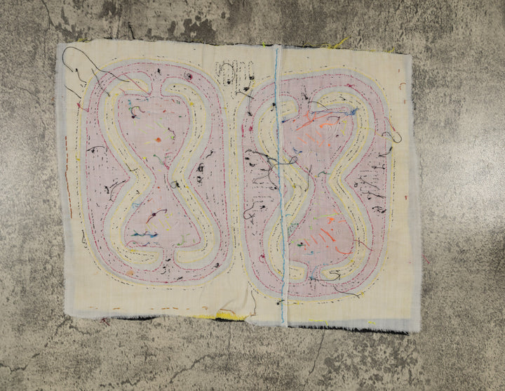 Traditional While Yellow And Pink Weird Fishbowl Mola