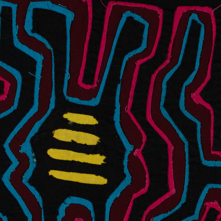 Traditional Black Blue And Pink Classic Design Mola