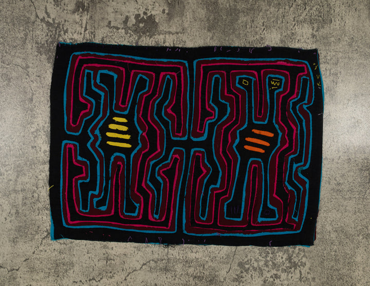 Traditional Black Blue And Pink Classic Design Mola